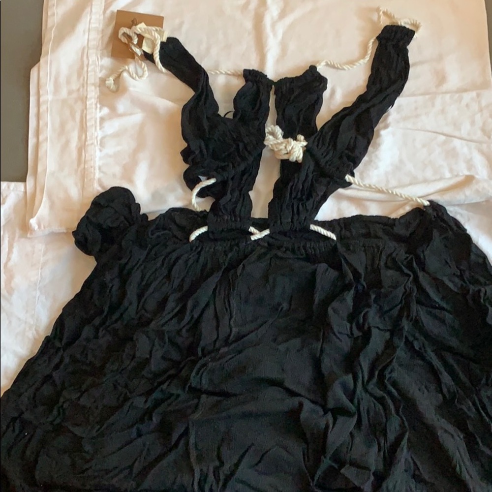Lost in Lunar black maxi with rope. Boho Tulum festival dress